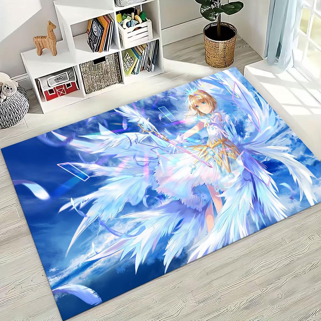 Cute Cartoon Card Captor Sakura Magic Girl Anime Art Rug for Bedroom Living Room Sofa Home Doormat Decor,Kids Non-slip Floor Mat