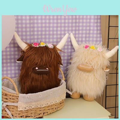 Soft And Cuddly Highland Cow Doll Short Plush Fur Pp Cotton Filling