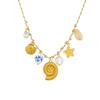 316L Stainless Steel Novel Trend Flower Shell Conch Pearl Pendant Necklace Women Leisure Vacation Neck Chain Jewelry