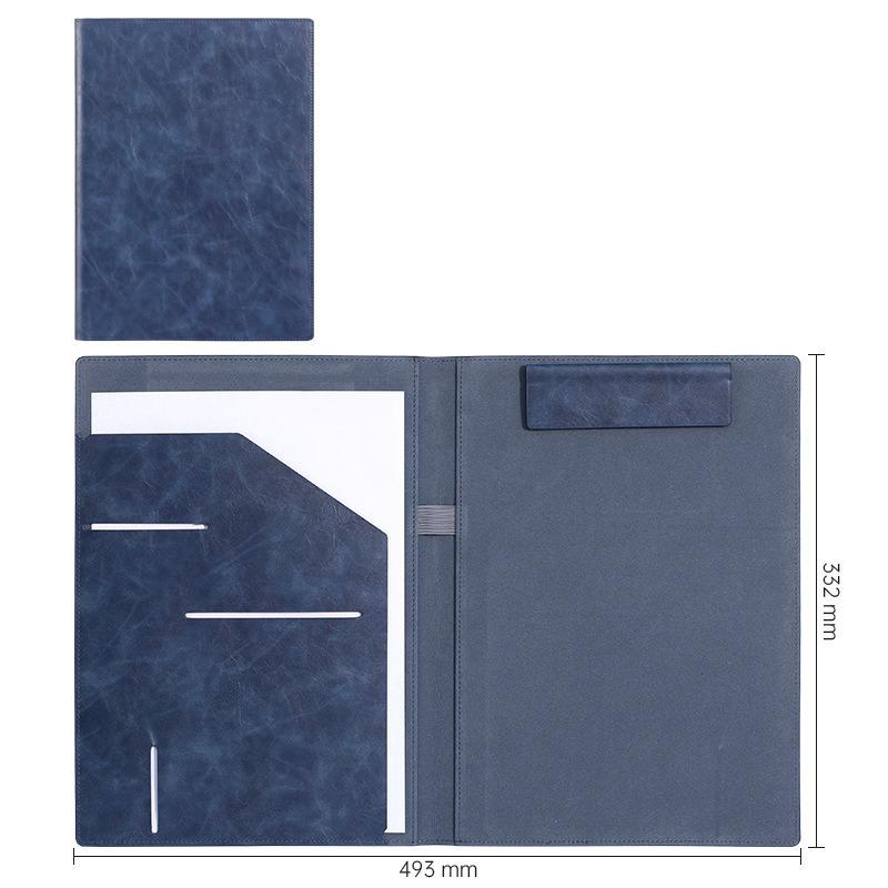 

Faux Leather Interview Portfolio Folder with Notepad Holder Business Card and Document Organizer for Men Women Professional Use синий
