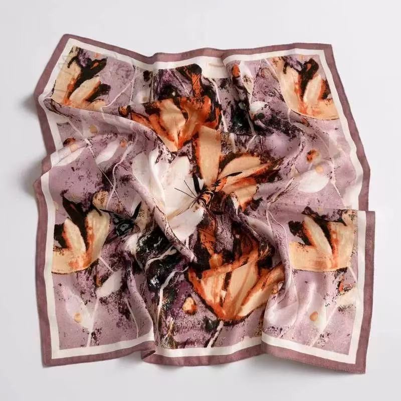 Old Money Wind Cashew Flower Cotton Brown Small Square Scarf Silk Scarf Scarf Shirt Shawl Hair Band Belt Scarf