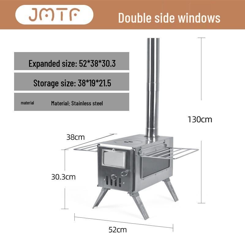 Outdoor Camping Stainless Steel Folding Wood Stove - Tent Heating, Lighting, Picnic - Cross-border Tourism