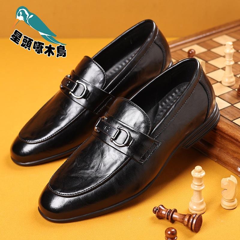 Doudou shoes men's soft leather 2025 new breathable British fashion versatile foot business leather shoes