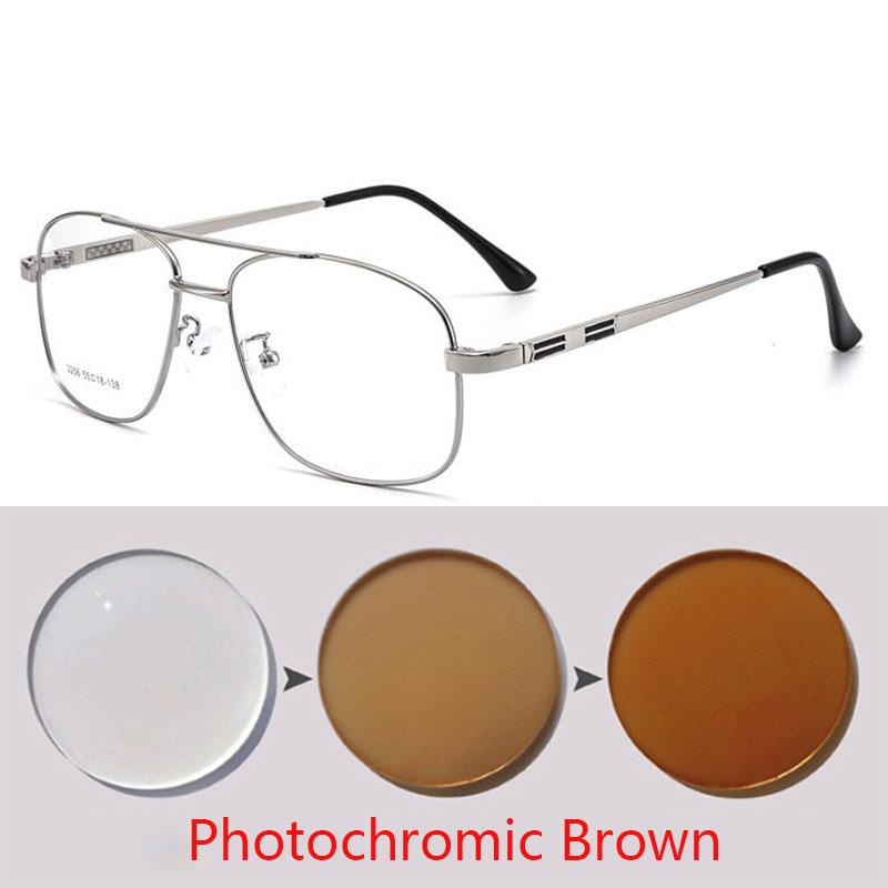 Legierungsbrille Herren groß Quadratisch Myopie Rezeptbrille Damen Metall Voll Optische Brille 2256 SPH 0 -0.5 -0.75 -1.0 BIS -6.0