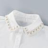 Comfortable Polyester Detachable Collar for Women Faux Pearls and Bead Removable Button Lightweight False Collar Shirt