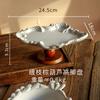 Retro Wooden High-legged Fruit and Snack Plate Storage, Living Room Entrance Storage Tray, Decorative Item, Ceramic Snack Plate