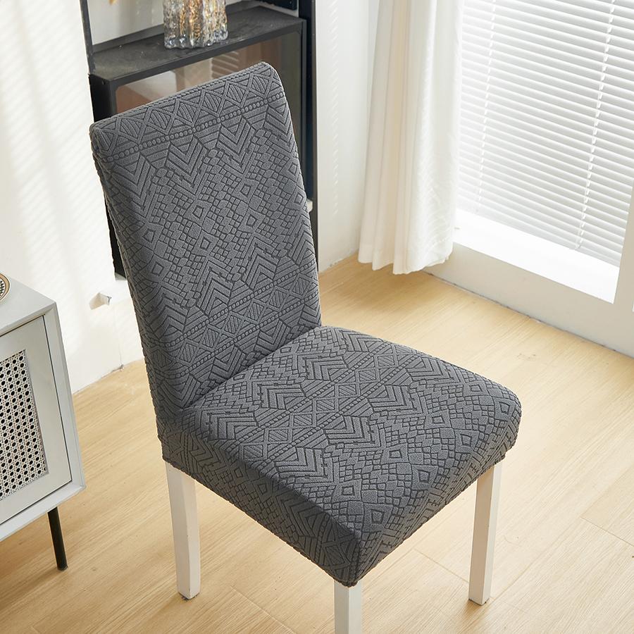 1/2/4/6Pc Stretch Polar Fleece Jacquard Chair Covers - Geometric Pattern, Easy Install For Home & El