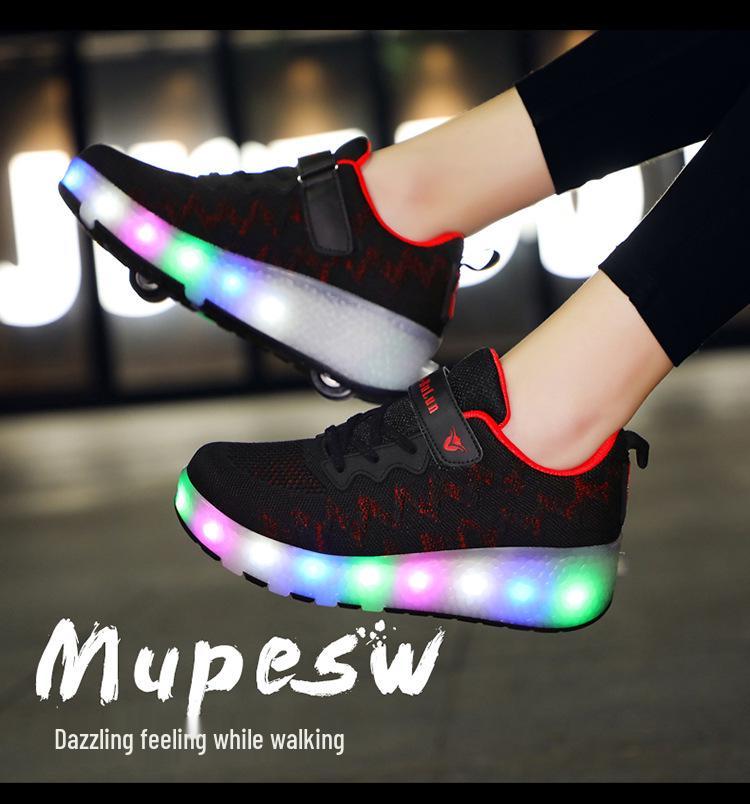LED Light-Up Roller Shoes: Single/Double Wheel Wheeled Skates for Students