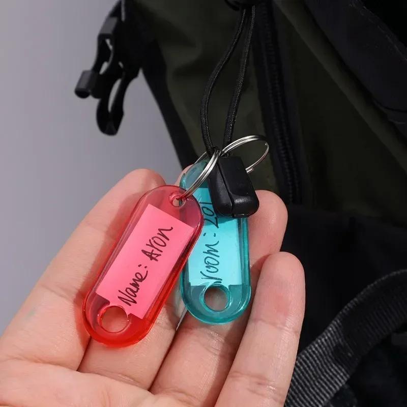 10-100pcs/lot Tough Plastic Key Tags with Split Ring Label Window for DIY Key Chain Kit Numbered Name Baggage Luggage Tags