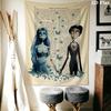 Corpse Bride anime Wall Tapestry Aesthetic Wall Hanging Printed Fabric Blanket Decorative Tapestries for Bedroom Living Room Home Decor
