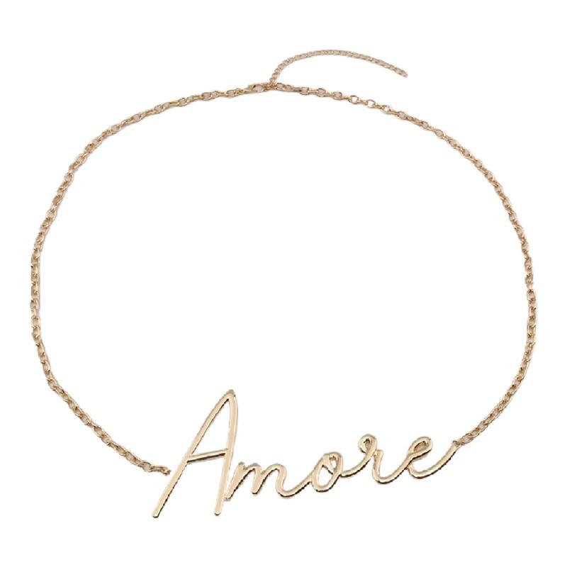 2025 Retro Gold Letter Waist Chain for Women: High-End Metal Belt for Skirts and Pants