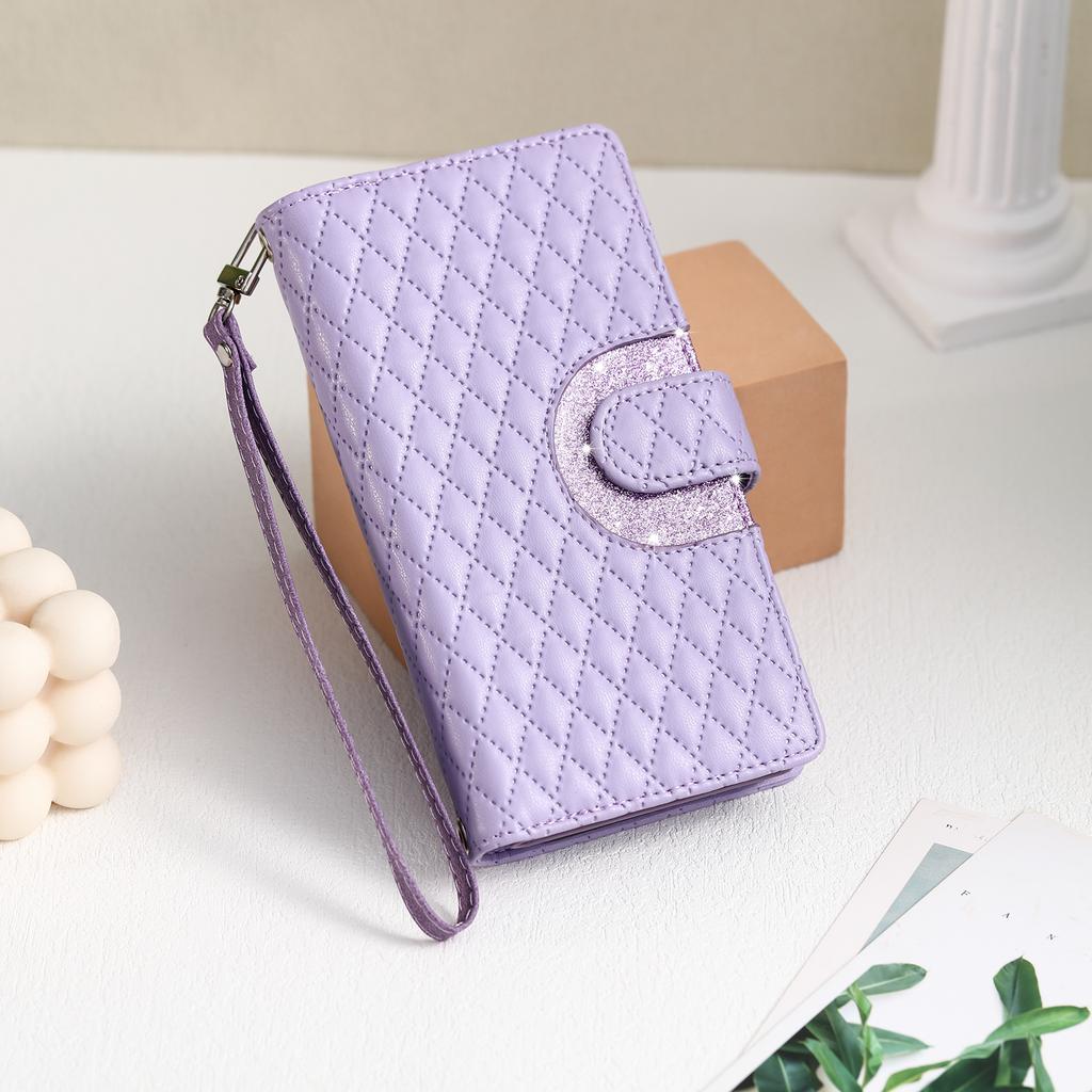 Glitter Zipper Cards Solt Wallet Leather Case For iPhone 17 Pro Max 16 Plus 15 Plus 14 13 12 11 Long Lanyard Bag Purse Cover