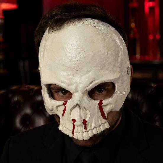 Easy to Wear Skull Face Mask Halloween Skeleton Mask, Scary with Side Clip, Lightweight Realistic Dripping Blood for Haunted House Cosplay Masquerade