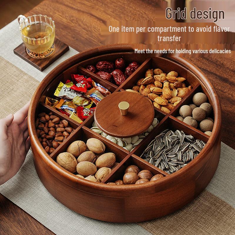 Wedding Dried Fruit Plate - Elegant Nine-Grid Glass Snack Box for Living Room