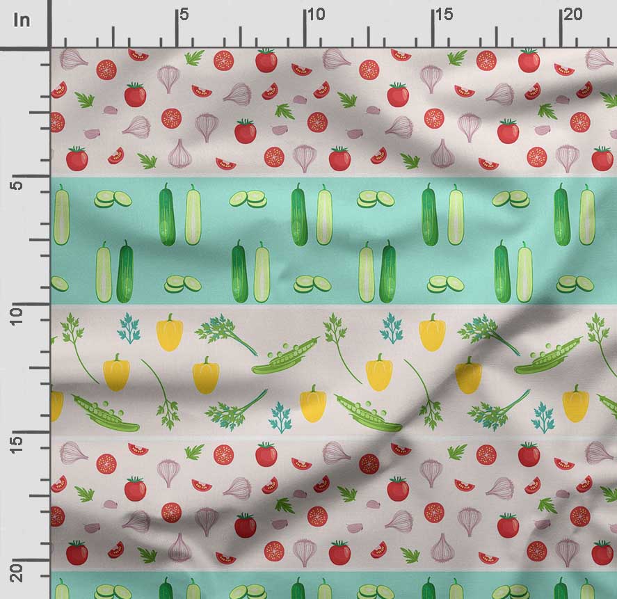 Soimoi Veggies Print,  Cotton Cambric, Quilting Fabric Sold by The Yard 42 Inch Wide, Medium Weight Cotton Fabric, Sewing  Supplies,Aquamarine