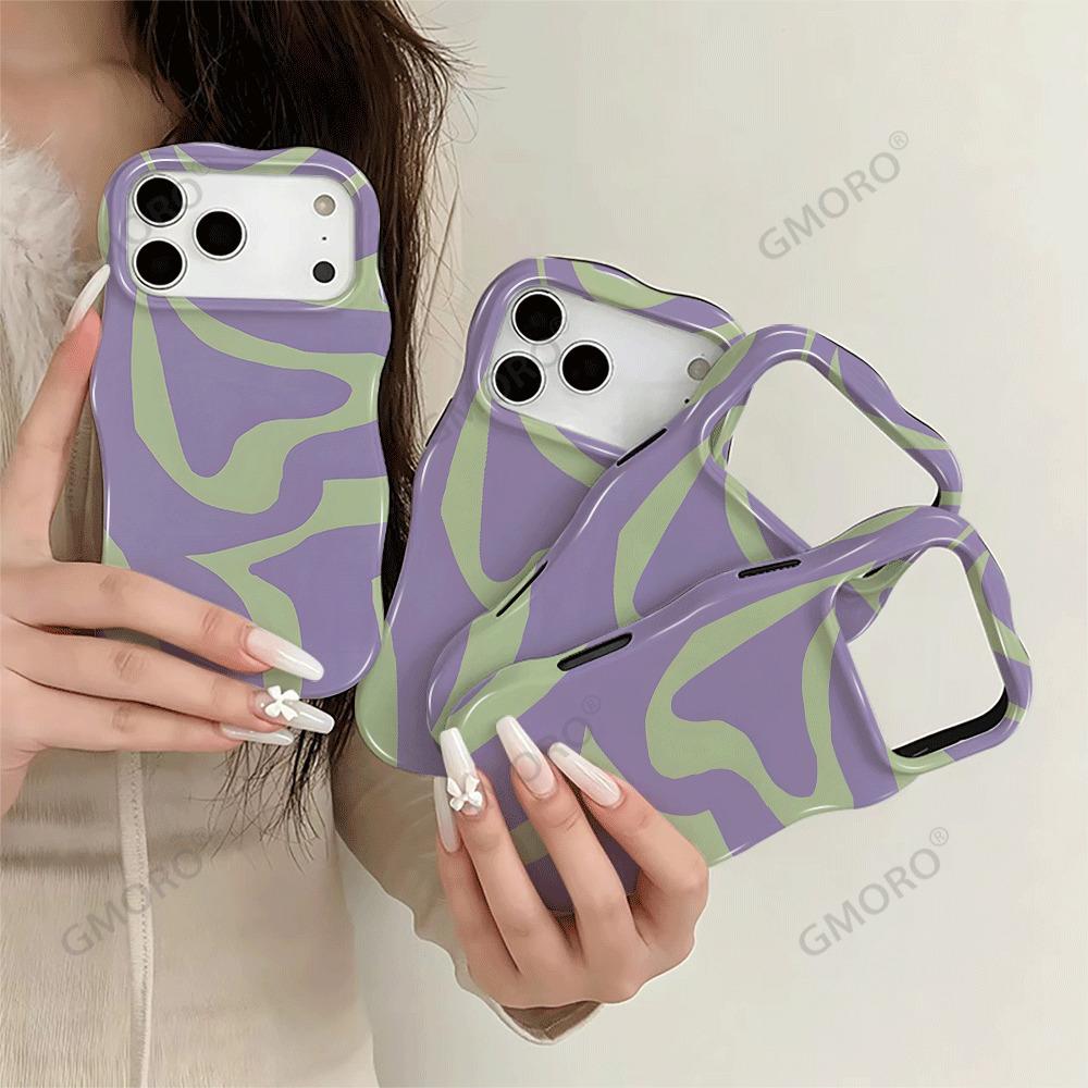 TK Station Hot-selling Creative Contrasting Color Wavy Pattern Apple 17Pro 2-in-1 Film iPhone16 Anti-drop Mobile Phone Case