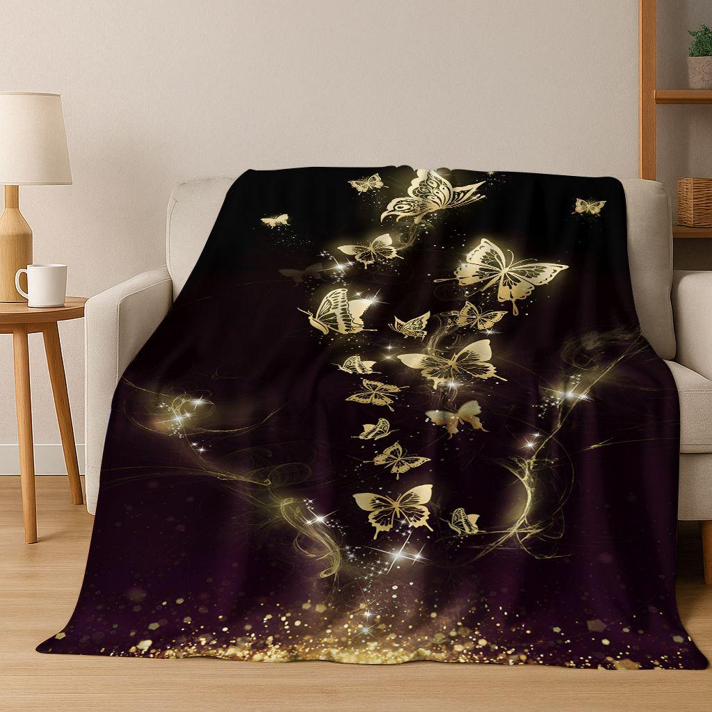 26 Style Dream Butterfly Flower Cartoon Flannel Blanket,Cozy Soft Throw Blanket for Home Bedroom Bed Sofa Picnic Cover Gift Kids