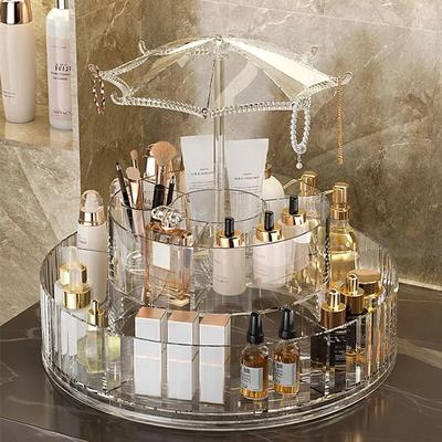Makeup Organizers 360 Degree Rotation Transparent Storage Box Storage Shelf Cosmetic Storage Box Bathroom Organizer Home Storage