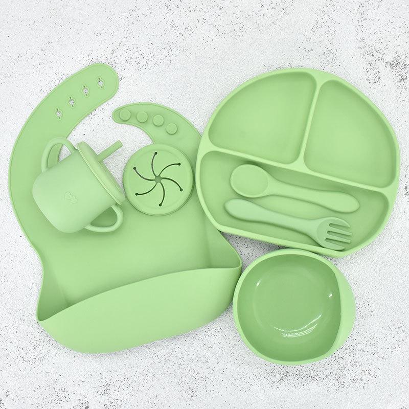 Children's Silicone Feeding Plate Set - Divided Three-Section Baby Plate