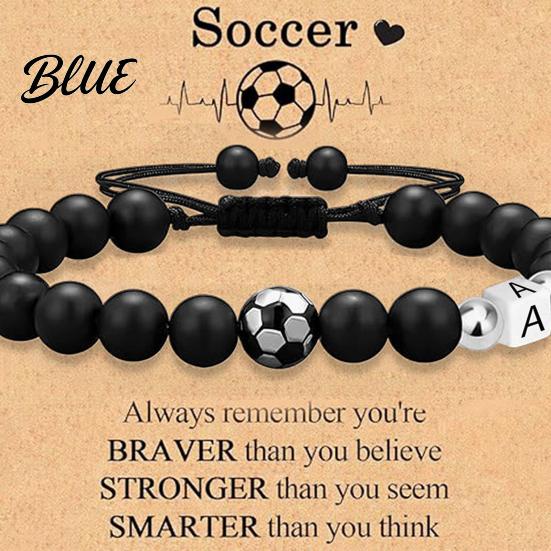 Soccer Fan Jewelry Football Bracelet for Men Black Matte Beads