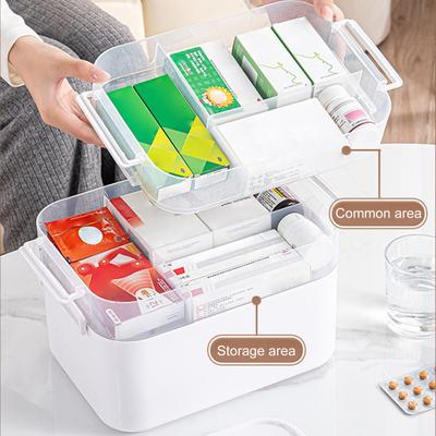 Yousheng - Contenitore per medicinali portatile, contenitore per pillole, grande capacità, design multistrato, custodia per medicinali trasparente con maniglia