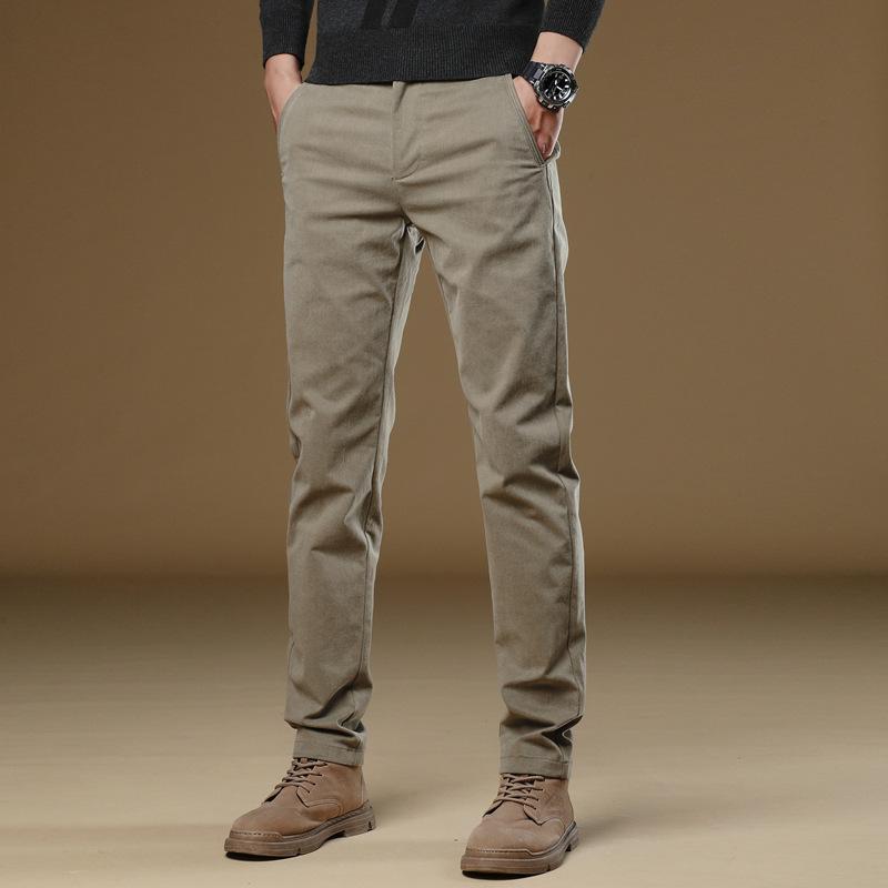 2024 Spring And Autumn Winter New High End Men'S Plush/Thin Casual Pants Slim Fit Straight Tube Versatile Business Suit Long Pants
