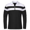 Męskie koszulki polo z długim rękawem w paski, z zamkiem 1/4, bawełniane, patchworkowe, z kołnierzykiem, casualowe, modne, pulower, slim fit, koszulka golfowa