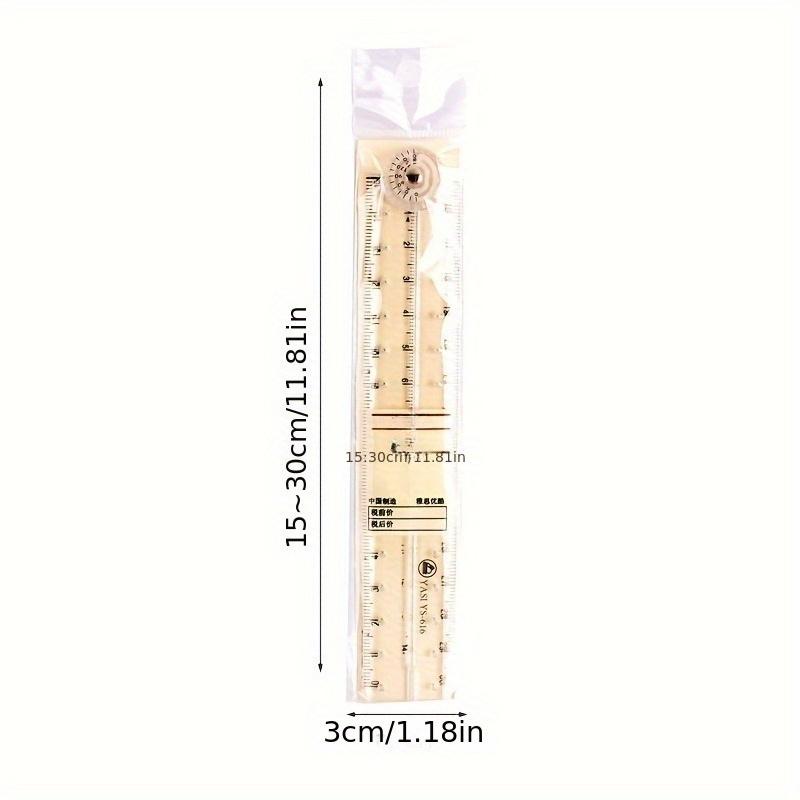 White Heavy-Duty Foldable Acrylic Ruler with cm/Inch Scale, Cm/inch/cm² Area Calculator Guide Lines - Portable Pocket-Sized Measuring for School,