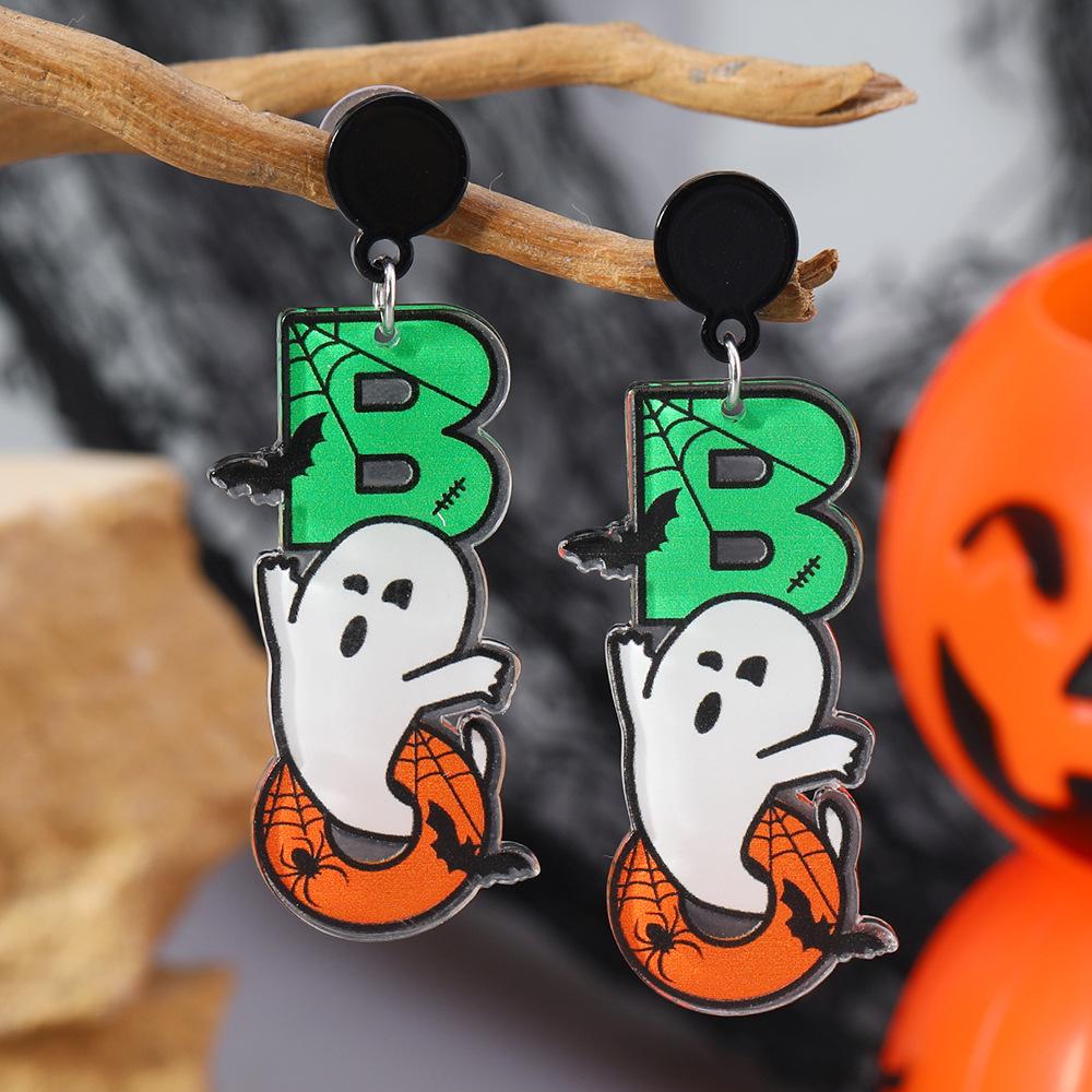 Colorful Pumpkin & Dancing Skeleton Halloween Earrings