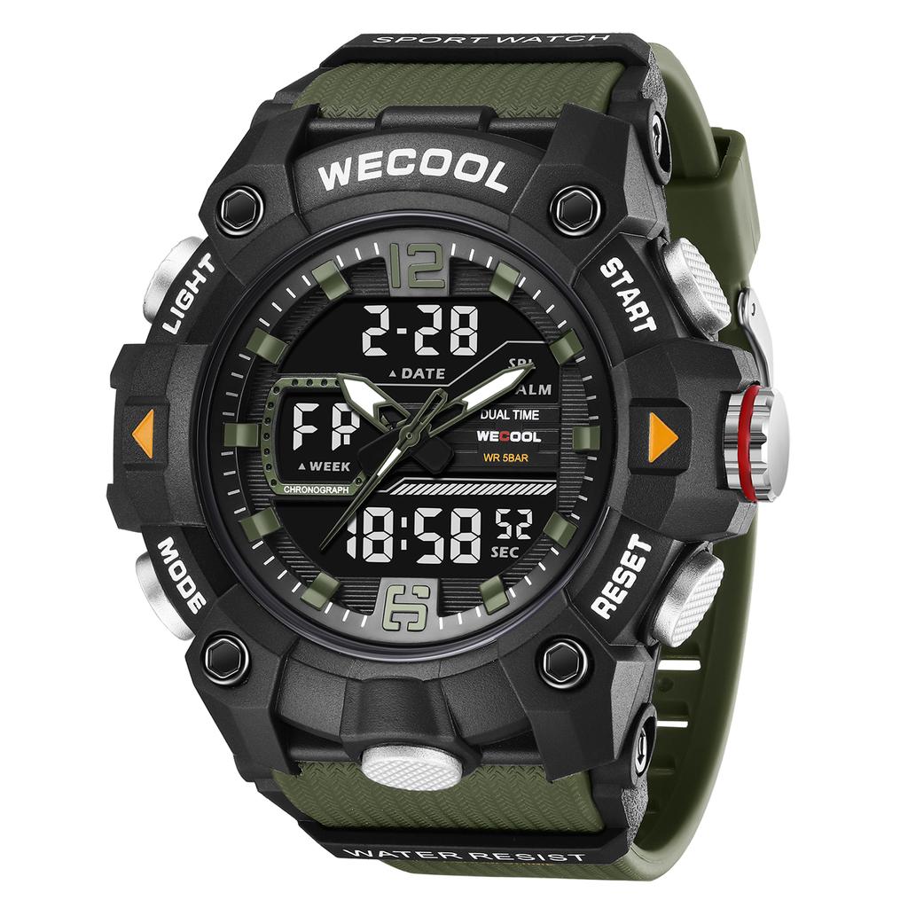  Brand Dual Display Digital W-820 50M Waterproof Alarm Clock Luminous Fashion business Quartz Sport WristwatcWatch For Man