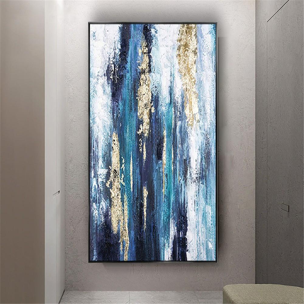 Best Art Handmade Wall Art Pictures Gold Blue Gray Yellow Texture Abstract Oil Painting On Canvas Wall Paintings Decor Home S