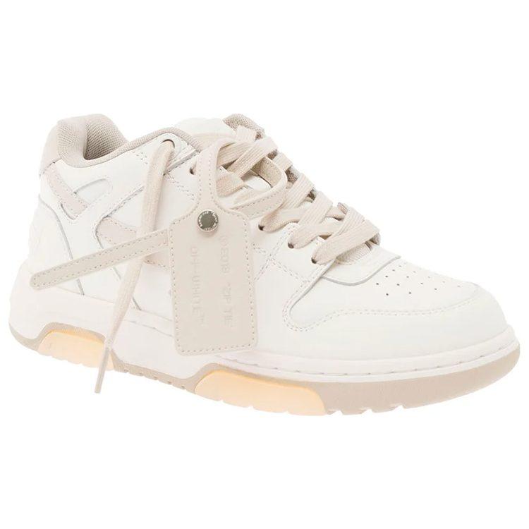 OFF WHITE Out Of Office Leather Stylish Skateboarding Shoes Women's White Pink OWIA259C99LEA0016101