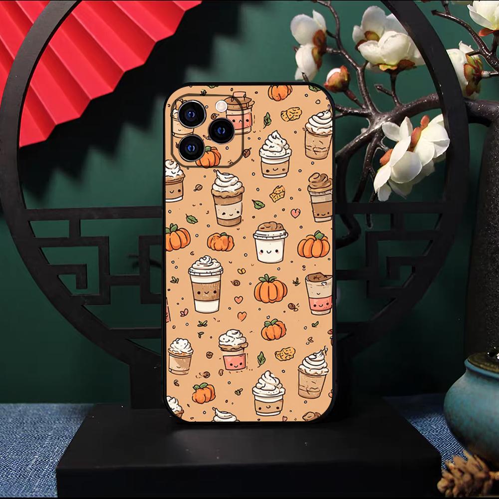 

Autumn Leaves Pumpkin Coffee Phone Case For IPhone 17 Pro Max 16 15 14 Pro Max 13 11 X Xs Xr 8 7Plus Silicone Cover iPhone 16 Pro