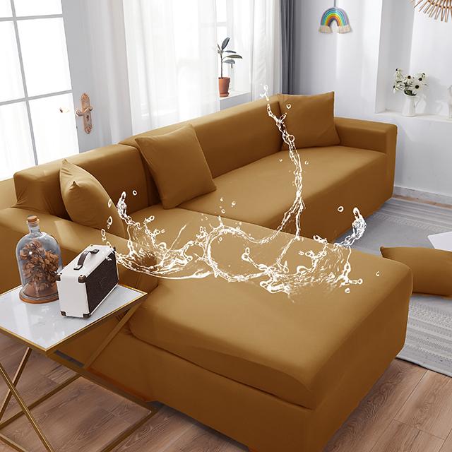 Waterproof Sofa Covers Solid Color Corner Couch Covers Elastic Sofa Cover Living Room Couch Set For Pets Kids