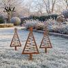 Rust Resistant Metal Stake 3Pcs Rustic Christmas Tree Stake, Weathered Iron Art Xmas Anti-rust Garden Design Decorative Sign for Yard Pathway