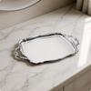 MirrorPolished Metal Serving Tray | Stainless Steel Platter, Elegant Decorative Edge, for