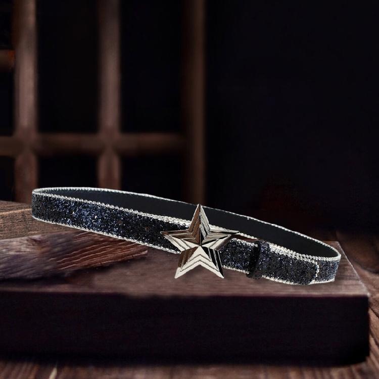 Shimmering Power Jeans Belt for Adult Women Sequined Waist Belt All Matching Star Buckles Belt Pants Shorts Waistband