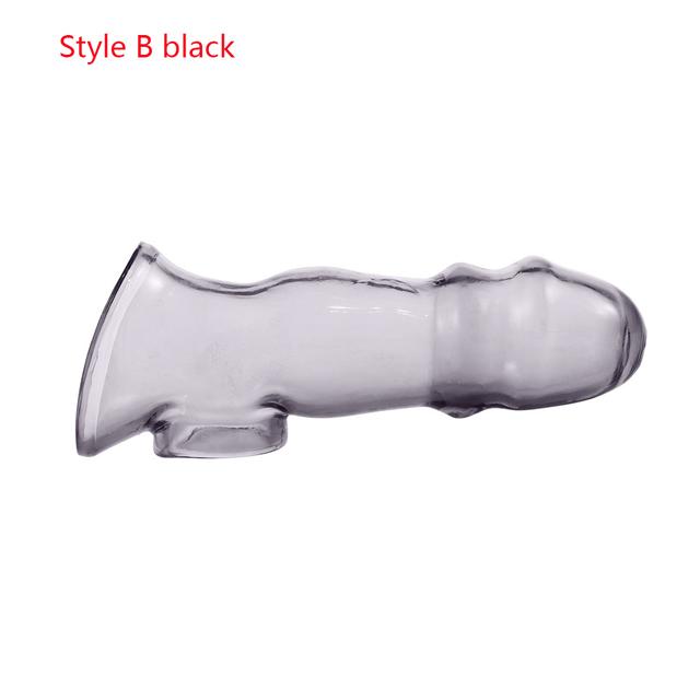 Reusable Penis Sleeves High Elastic Condoms Cock Soft Extender Enlargement Delay Ejaculation Sex Toys for Men Couple Sex Product