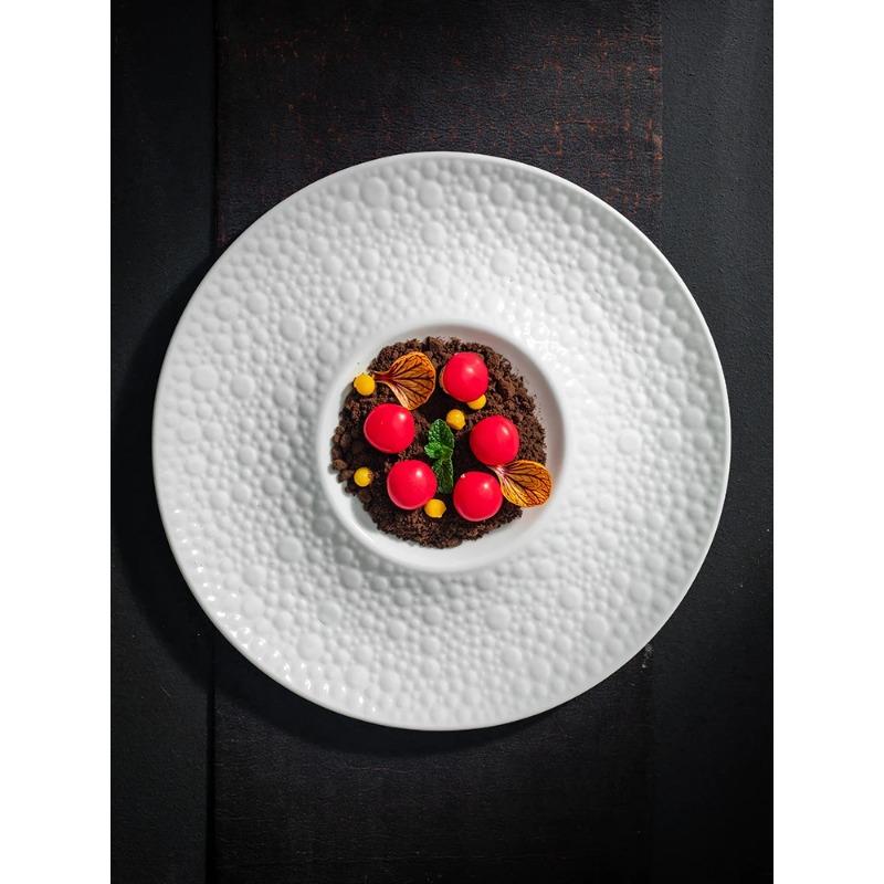 Ceramic White Cold Dish Plate High-grade Sense of Luxury Molecular Cuisine Restaurant Artistic Conception Fusion Dish Disc