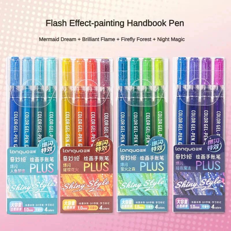 LANGUO 99/4 Colors Glitter Effects Large Capacity Gel Pen 1.0mm/0.5mm Writing Pen Painting Drawing Art Markers School Supplies
