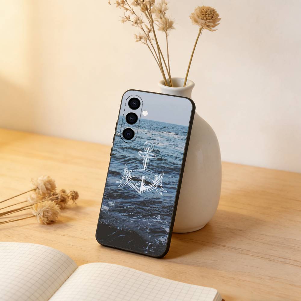 Painting Art Anchor Phone Case For Samsung Galaxy A73,A72,A71,A70,A53,A52,A51,Soft Silicone Black Cover