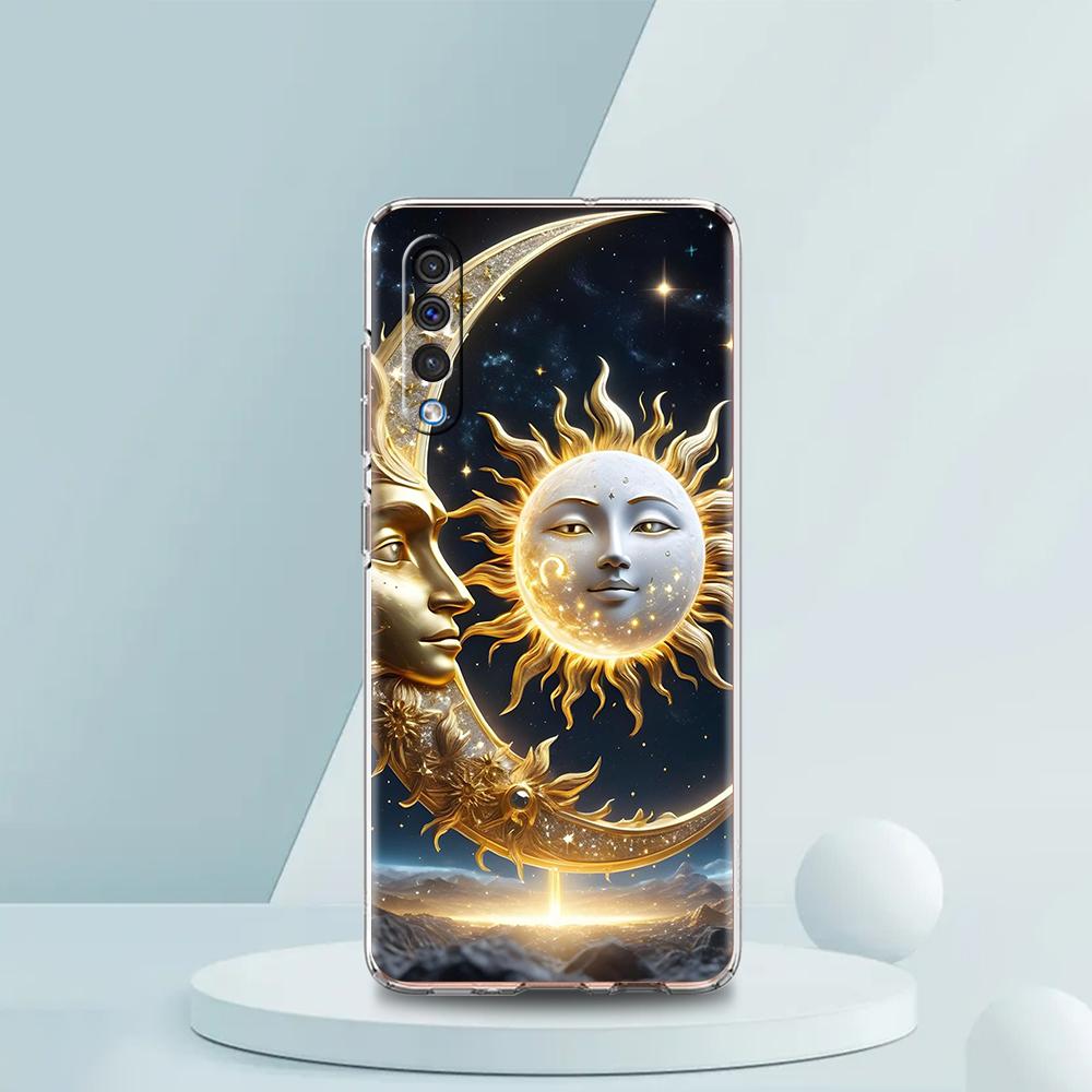 Moon Sun Transparent Phone Case for Samsung Galaxy A16 A14 A12 A22 A24 A42 A02 A03S A06 A50 A70 A20 A30 A40 Soft Cover