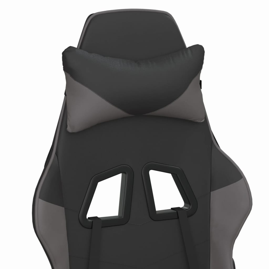 Gaming Chair with Massage Function Black and Gray Faux Leather