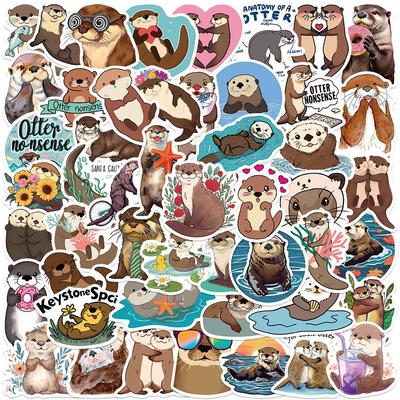 50-Pack Cute Otter Animal Graffiti Stickers, Cartoon Waterproof Decals for Mugs, Guitars, Phones, Laptops, Suitcases, DIY Gift Tags, Irregular Shape
