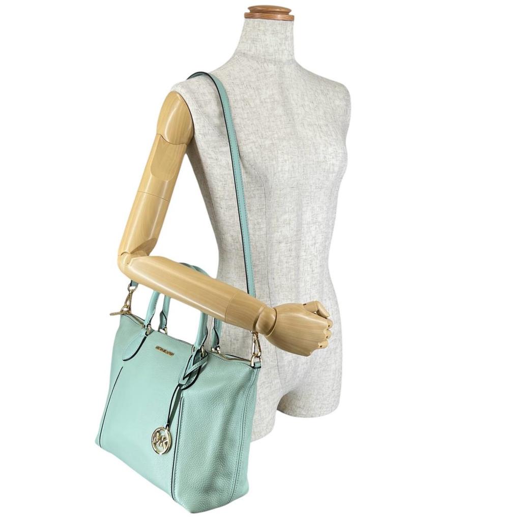Michael Kors Satchel Shoulder Bag Handbag Cowhide Light Green Women 35S0GYZS3L Used