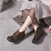 Johnature Handmade Vintage Genuine Leather Flat Ankle Boots Round Toe Soft Cowhide Women's Slip-on Shoes