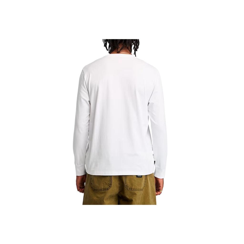 Timberland Camiseta de manga larga minimalista con logo apilado, suave y amigable con la piel, para hombre, tops TB0A5VBB100