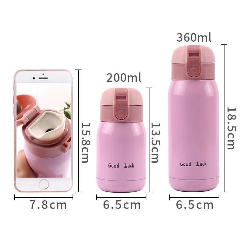 200ml/360ml Adorable Candy Mini Thermos Cup Kids Cartoon Hot Water Bottle Stainless Steel Thermal Coffee Mug Vacuum Flask Insulated