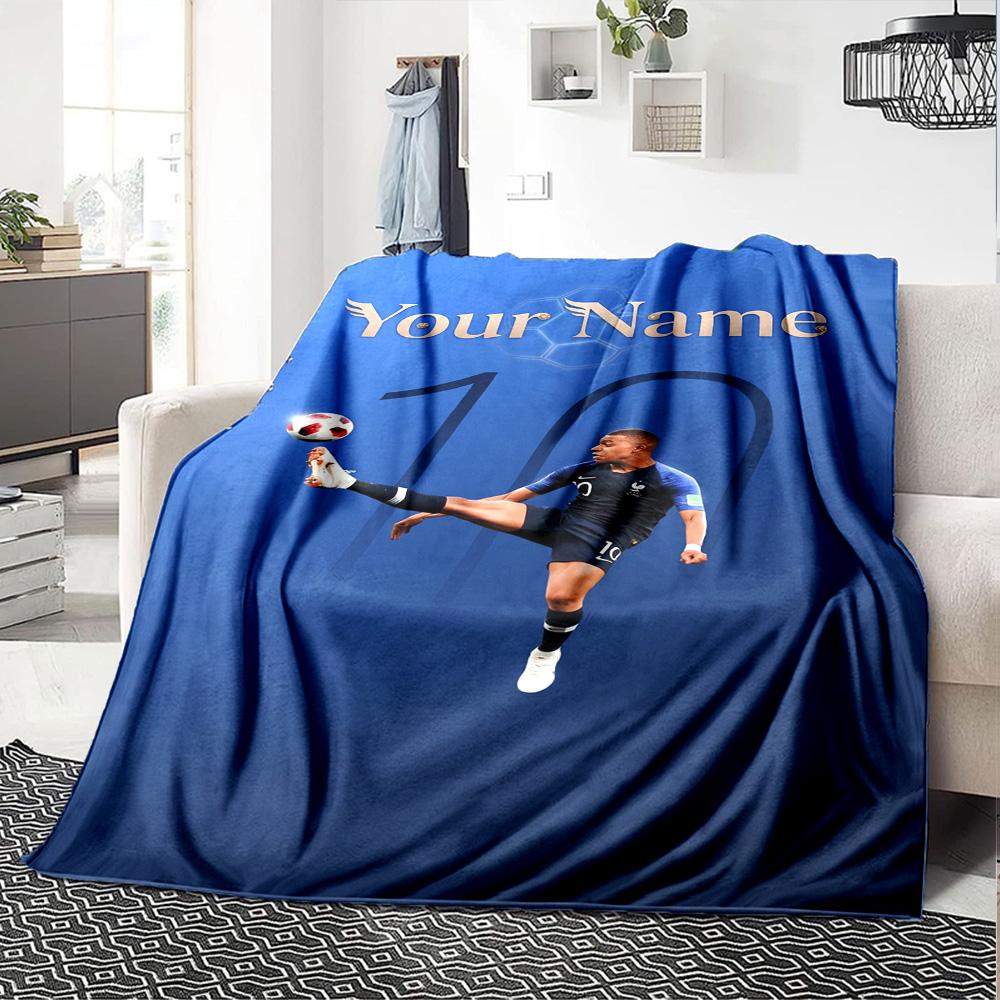 Mbappé Customize Text Blanket Throw Customizable Blanket Durable Comfort Perfect for Bedding Chair Livingroom Sofa All-Season Use