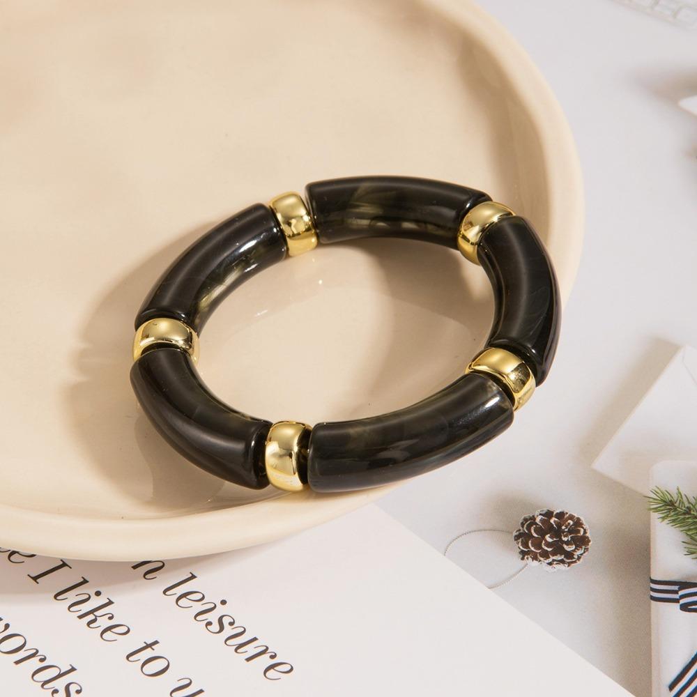 Curved Design Stone Grain Bracelet Multicolour Charm Bracelet Fashion Bamboo Pipe Bracelet  Women
